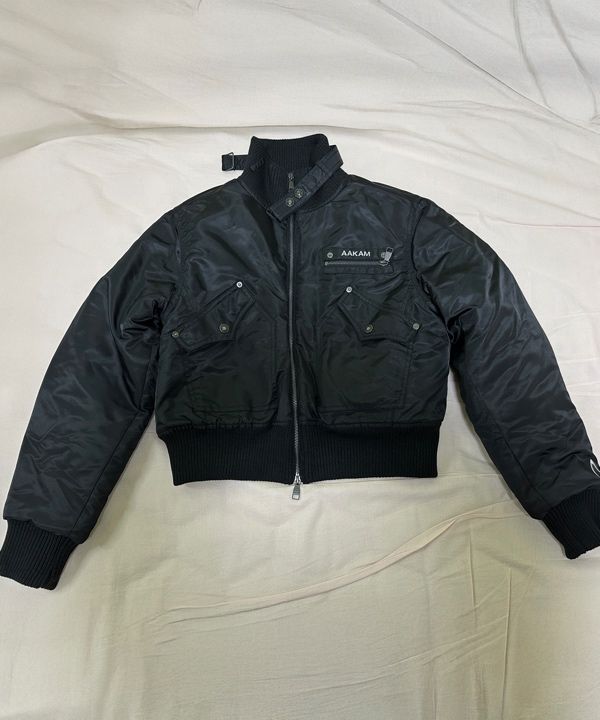 MUSINSA | AAKAM High-Neck Bomber Jacket (Black)