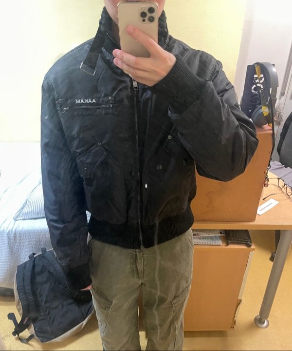 MUSINSA | AAKAM High-Neck Bomber Jacket (Black)