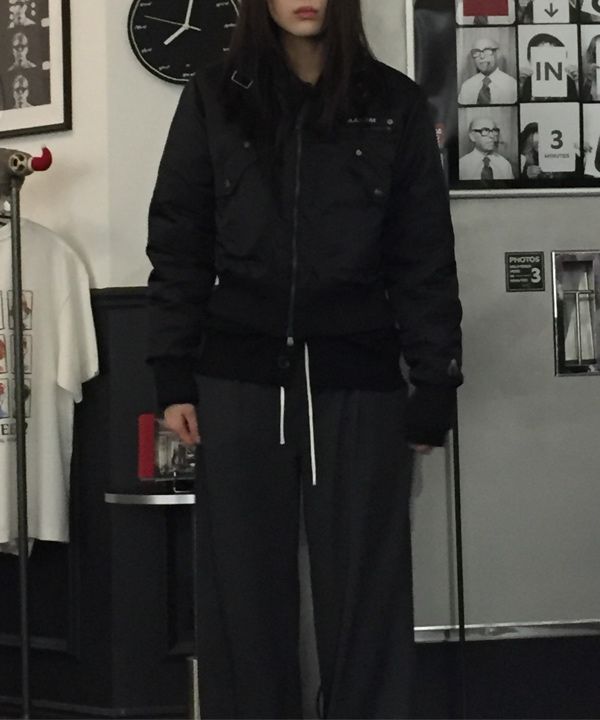 MUSINSA | AAKAM High-Neck Bomber Jacket (Black)