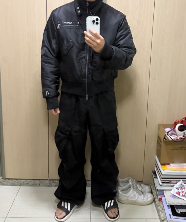 MUSINSA | AAKAM High-Neck Bomber Jacket (Black)
