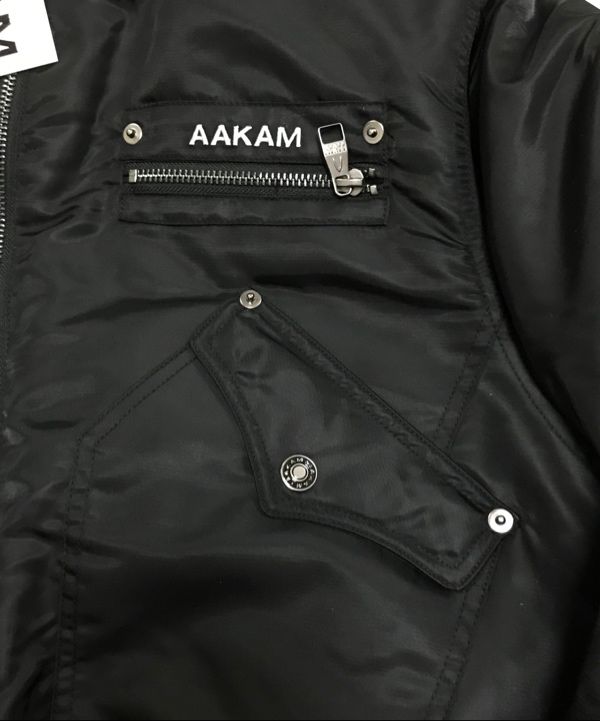 MUSINSA公式 | AAKAM High-Neck Bomber Jacket (Black)