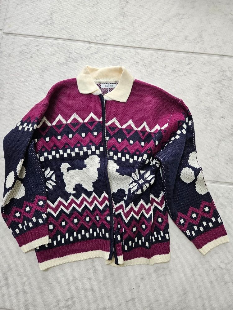 さらに100円引き◆WAI KEI◆Puppy Cowichan Zip-up Cardigan MUSINSA公式 | WAI KEI Puppy Cowichan Zip Up Cardigan Navy