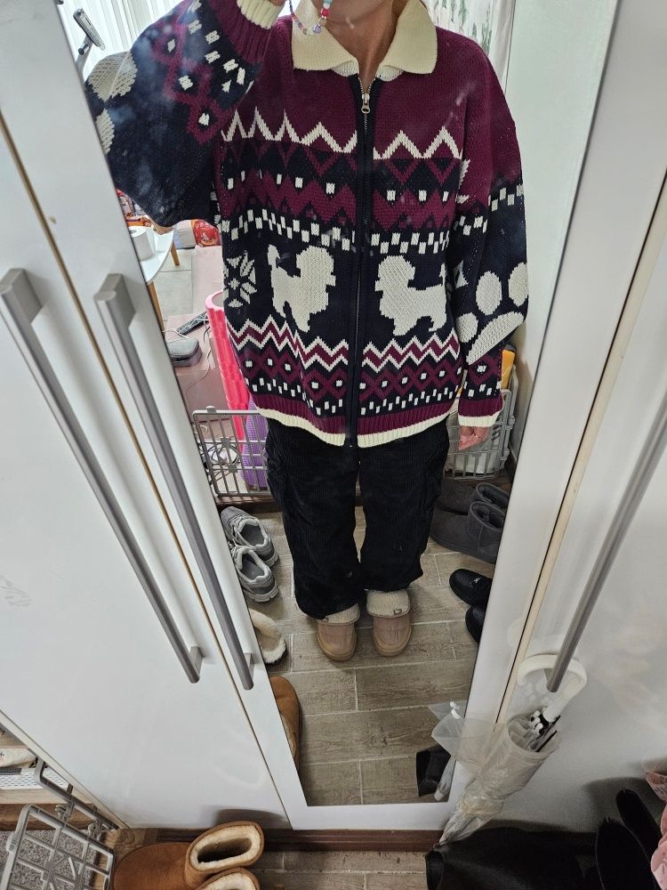 さらに100円引き◆WAI KEI◆Puppy Cowichan Zip-up Cardigan MUSINSA公式 | WAI KEI Puppy Cowichan Zip Up Cardigan Ivory