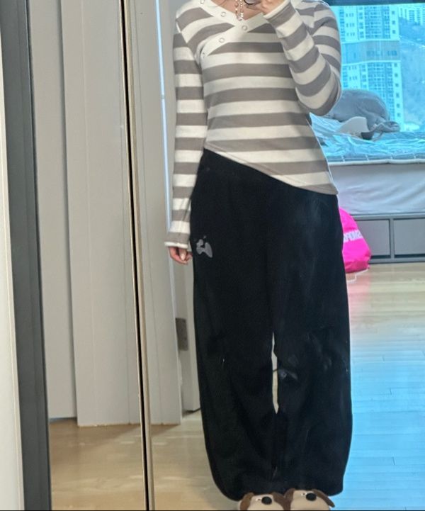 【hug your skin】Fleece wide pants MUSINSA | HUG YOUR SKIN Drawstring Fleece Pants (Charcoal)