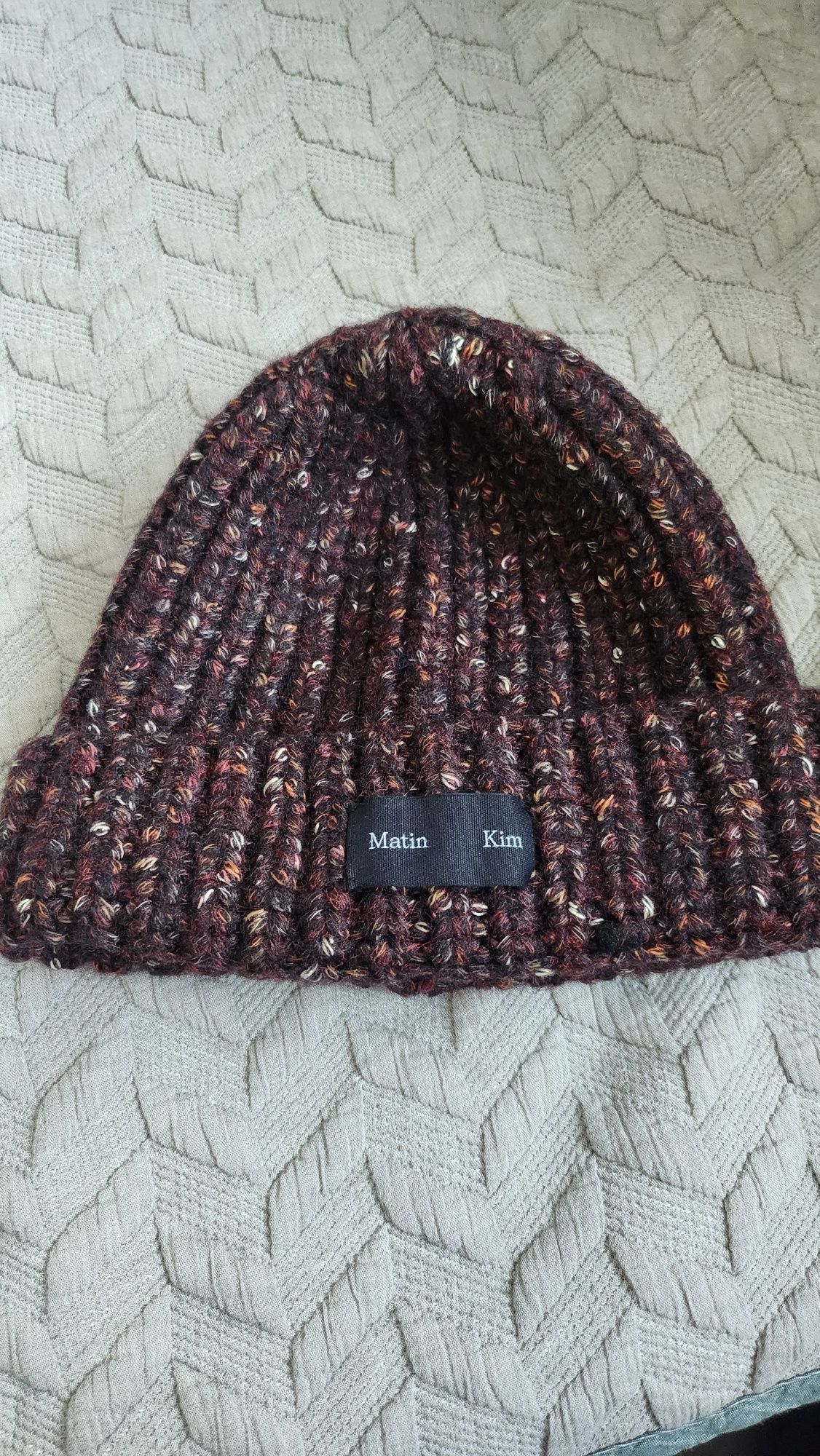 MUSINSA | MATIN KIM MATIN MIXED YARN BEANIE IN BURGUNDY
