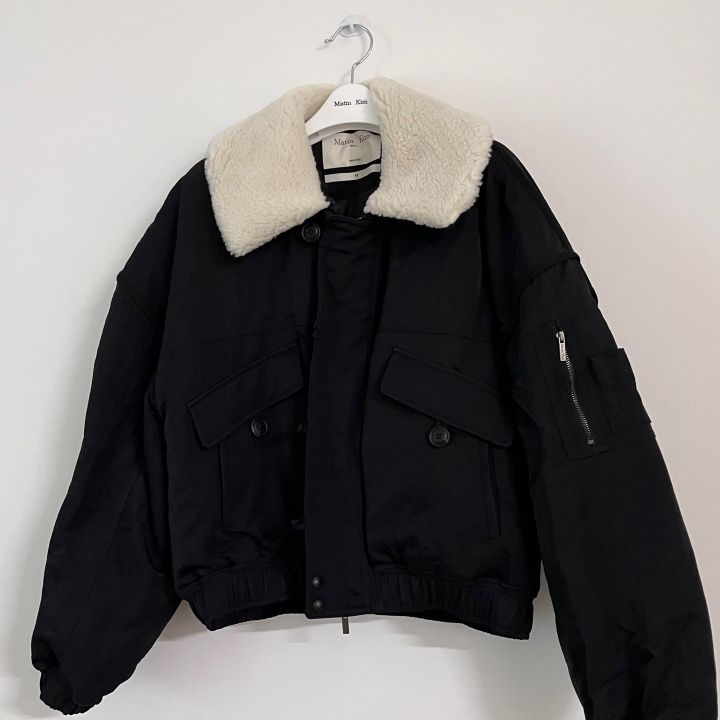 MUSINSA | MATIN KIM FUR COLLAR POINT BOMBER JUMPER IN BLACK