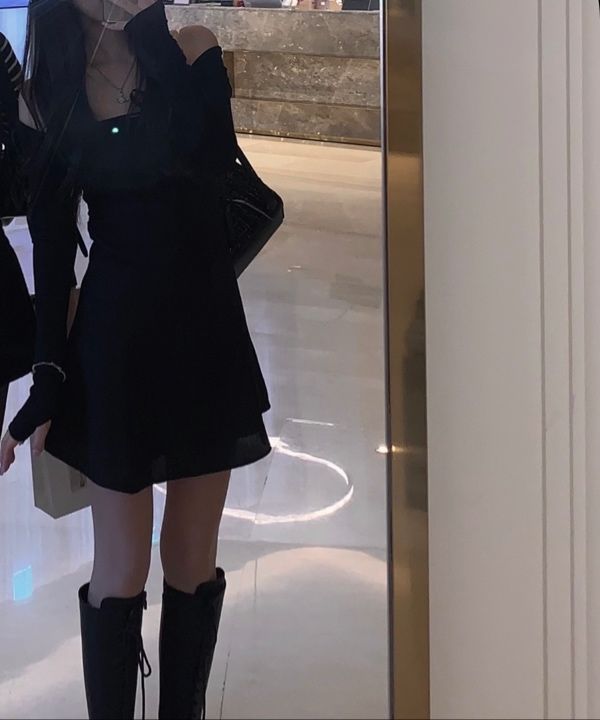 【Not your rose】24fw Fay bolero dress MUSINSA | NOT YOUR ROSE Faye Bolero Dress (Black)