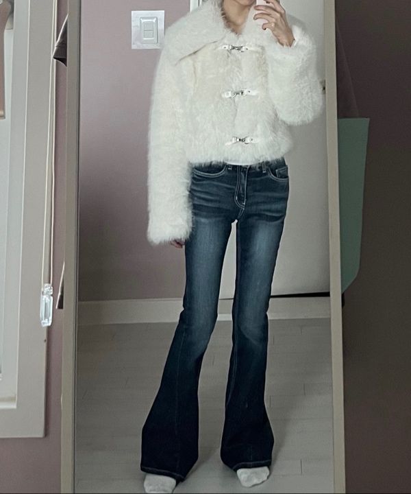 MUSINSA公式 | NOT YOUR ROSE Bebe Sailor Fur Jacket (Ivory)
