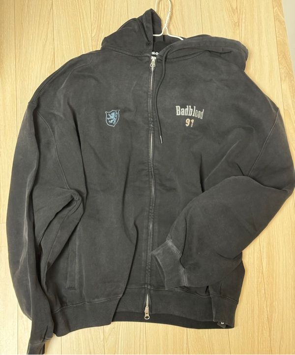 MUSINSA | BADBLOOD Sun Faded 2 Hooded Zip-Up - Black