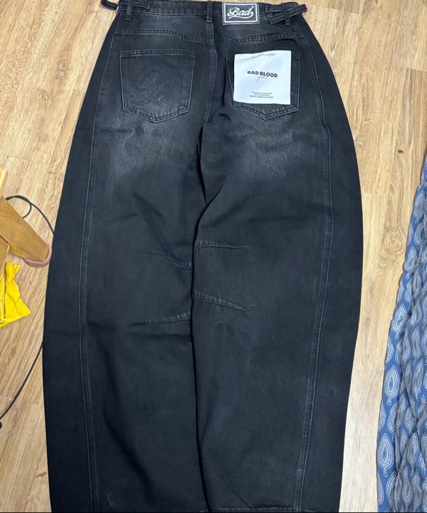 ◆BADBLOOD◆ Charlie Washed Leather Barrel Pants Khaki Black MUSINSA公式 | BADBLOOD Charlie Washed Leather Barrel Pants