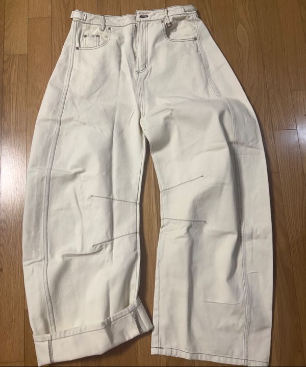 MUSINSA | BADBLOOD Noah Barrel Denim Jeans - Cream