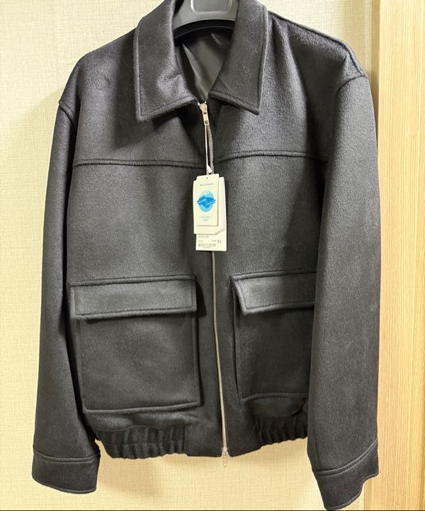 MUSINSA | DRAW FIT Wool zip-up big pocket blouson jacket [BLACK]