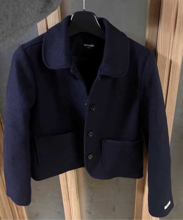 R　CRANK Studded Wool Short Coat_Navy MUSINSA | CRANK Studded Wool Short Coat_Navy