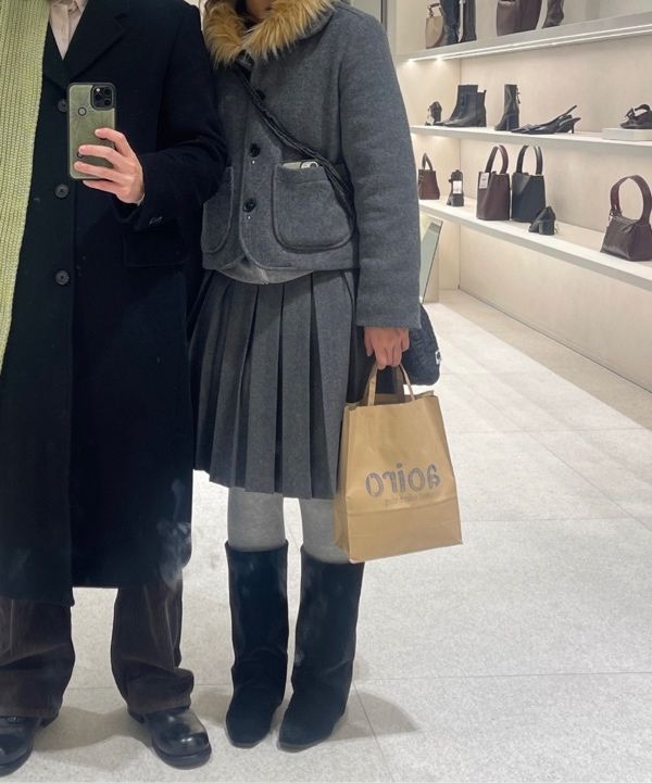 スカート crank Layered Wool Pleated Skirt MUSINSA | CRANK Layered Wool Pleated Skirt_Gray