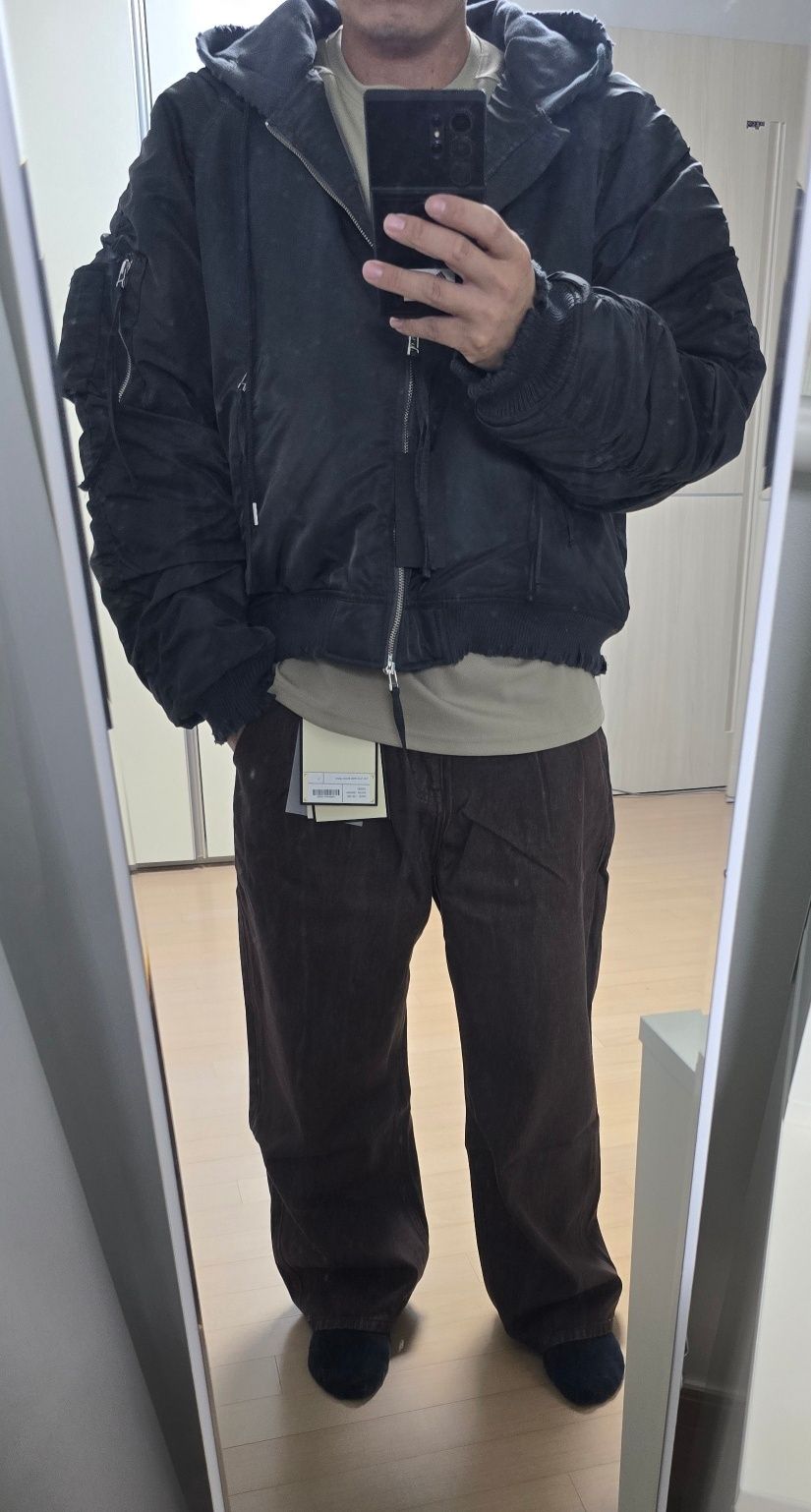 MUSINSA公式 | EASY NO EASY ディストロイドシャーリングフードMA-1