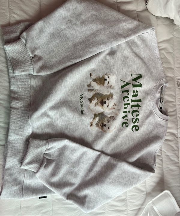 ★Wai Kei★ Maltese Archive Man to Man Melange White YK21F1T MUSINSA | WAI KEI Maltese Archive Man to Man 9 COLOR