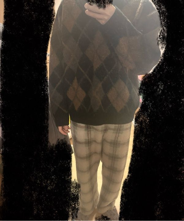 ★PARTIMENTO★ Brushed Argyle V Neck Knit Blue MUSINSA | PARTIMENTO Brushed Argyle V Neck Knit Blue