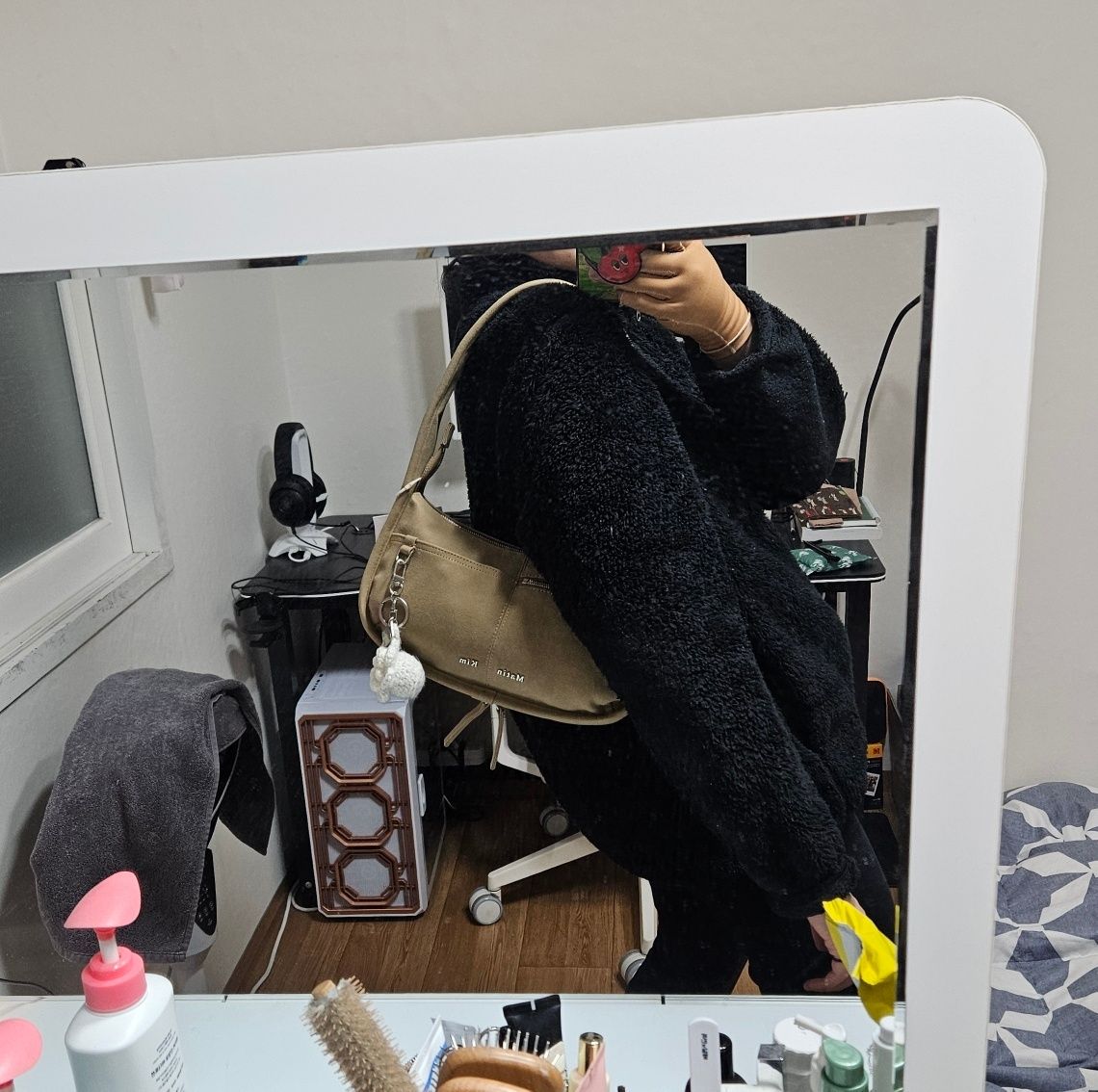 MUSINSA | MATIN KIM ZIP AROUND SUEDE SHOULDER BAG IN BEIGE
