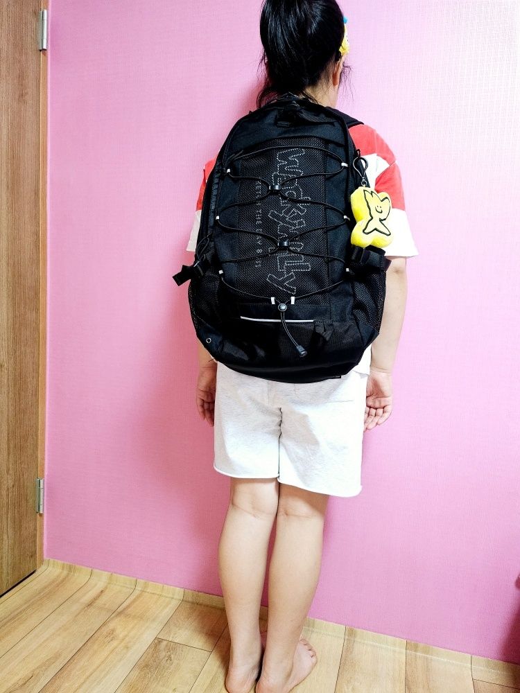 MUSINSA | WACKY WILLY [25SS] Mesh String Backpack Black