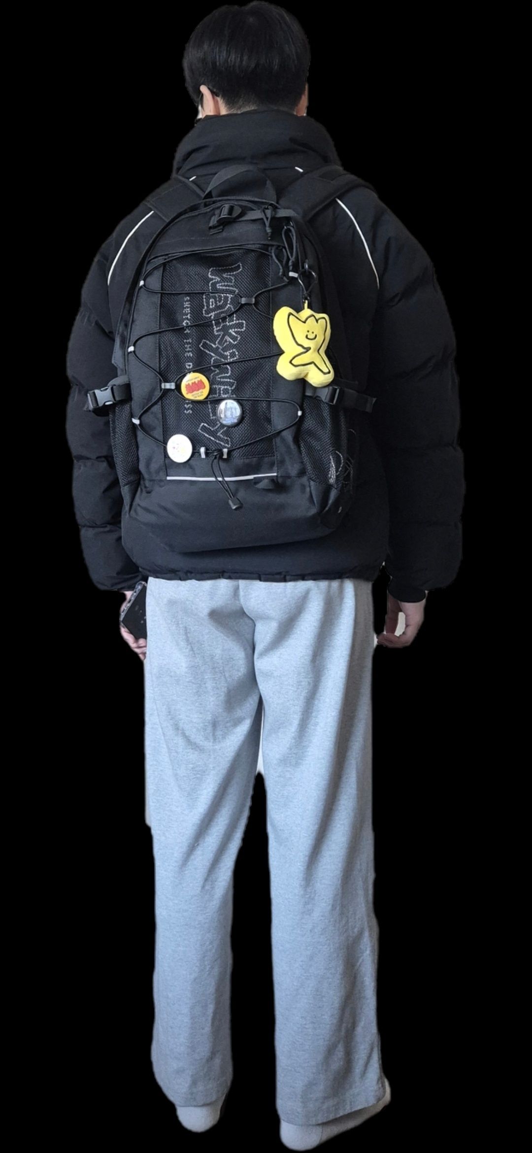 MUSINSA | WACKY WILLY [25SS] Mesh String Backpack Black