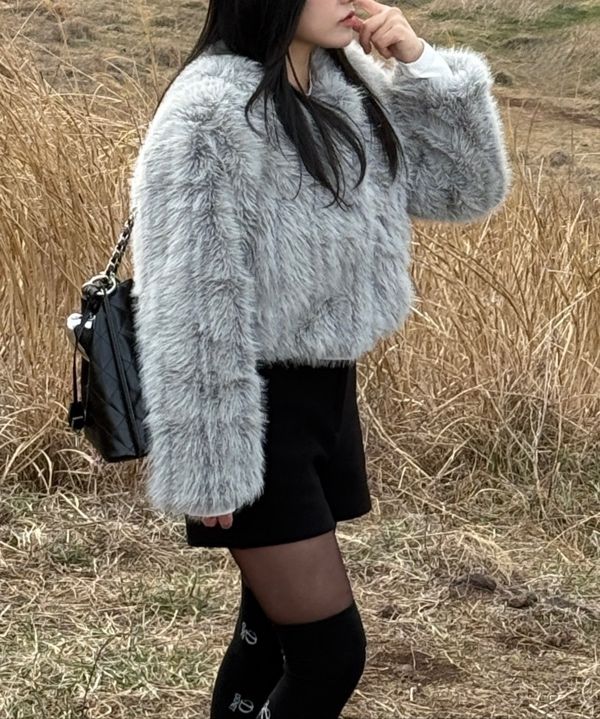ムートン・ファーコート GENERAL IDEA No-collar fur jacket GRAY WBD4L09520 MUSINSA | GENERAL IDEA Nokara Fur Jacket [GREY] / WBD4L09520