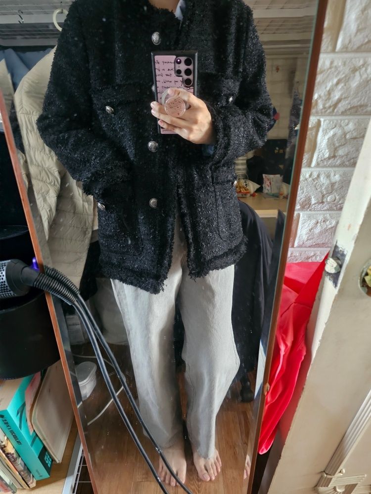 MUSINSA公式 | KHAKIPOINT Antique Tweed Jacket (black)