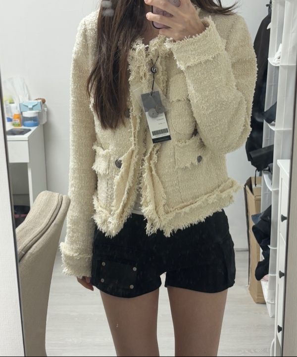 ジャケット・アウター KHAKIPOINT Antique Crop Tweed Jacket MUSINSA | KHAKIPOINT Antique Crop Tweed Jacket (ivory)