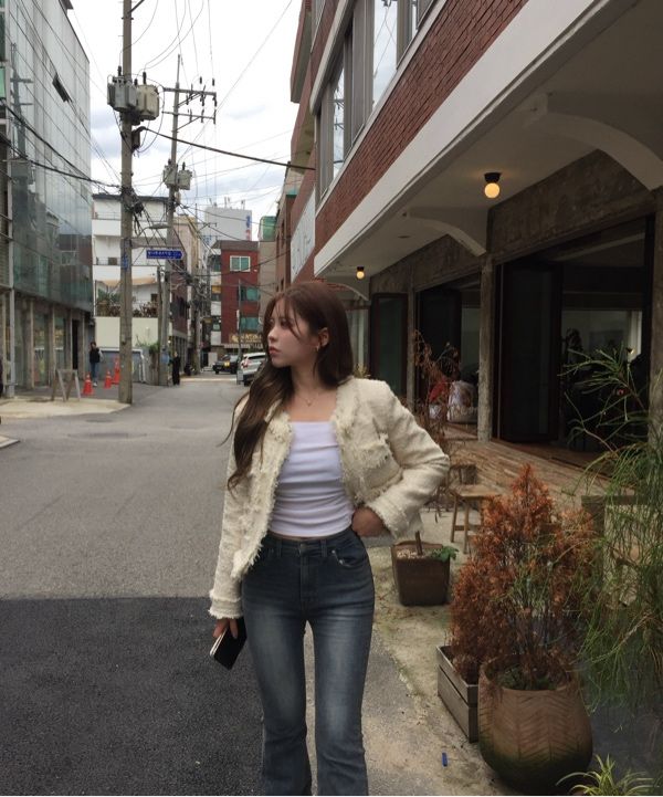 ジャケット・アウター KHAKIPOINT Antique Crop Tweed Jacket MUSINSA | KHAKIPOINT Antique Crop Tweed Jacket (ivory)