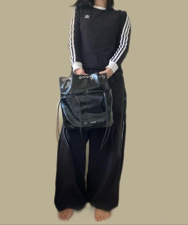 MATIN KIM ■ BUCKLE DETAIL BACK PACK BUCKLE DETAIL BACK PACK IN BLACK – Matin Kim