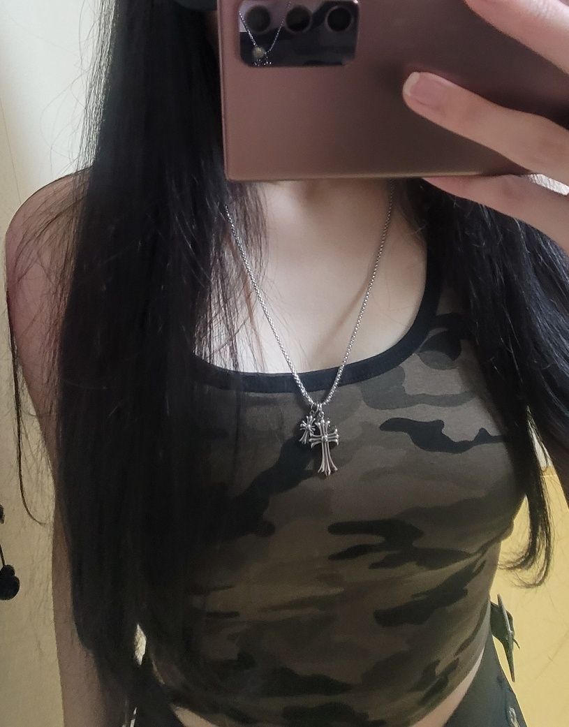 MUSINSA | SK8ER ROCK Two Crosses Surgical Steel Necklace