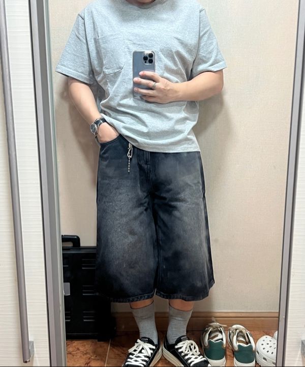 MUSINSA | MUSINSA STANDARD Big Brush Long Bermuda Denim