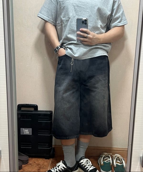 MUSINSA | MUSINSA STANDARD Big Brush Long Bermuda Denim