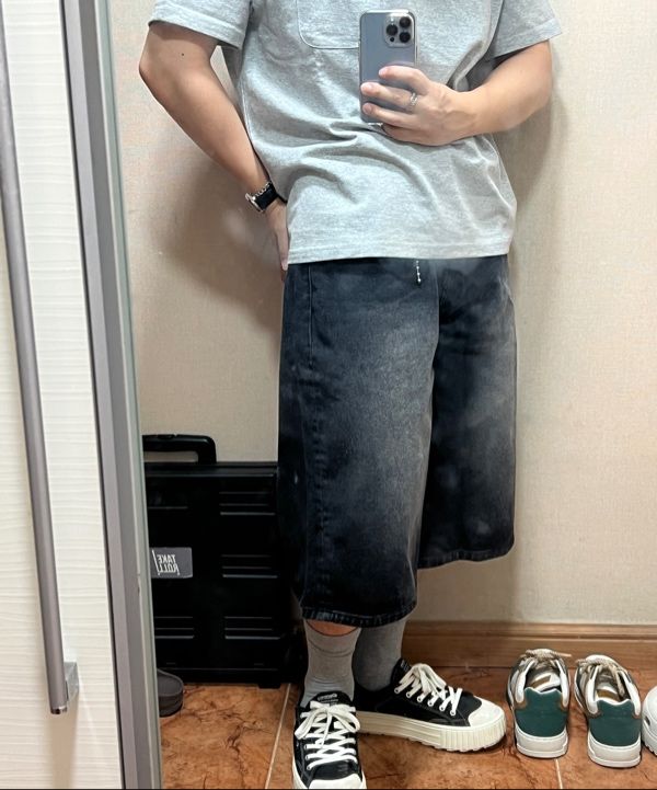 MUSINSA | MUSINSA STANDARD Big Brush Long Bermuda Denim