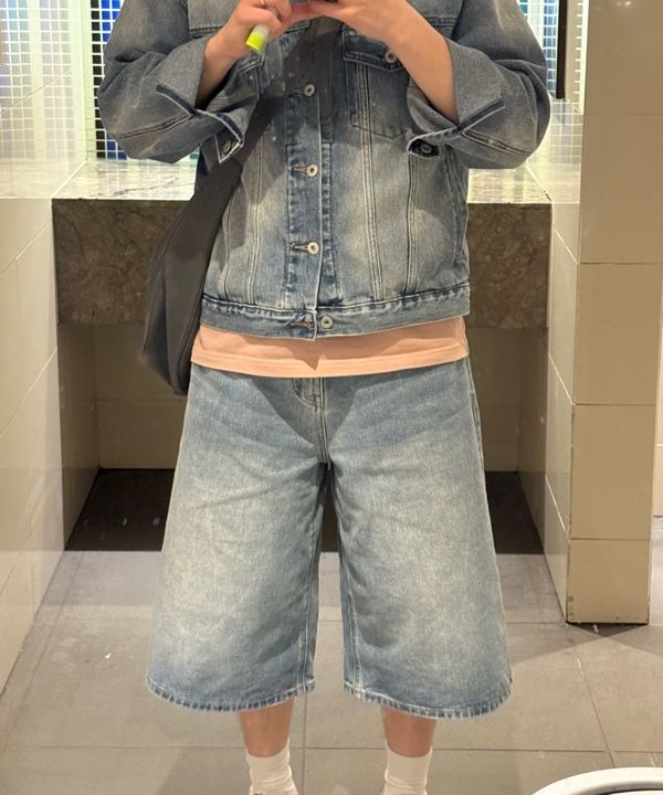MUSINSA | MUSINSA STANDARD Big Brush Long Bermuda Denim