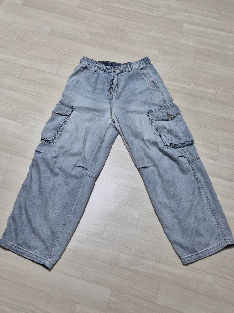 ★MUSINSA STANDARD★ Wide Cargo Denim Pants Sky Blue MMCNP20 MUSINSA | MUSINSA STANDARD Wide Multi Pocket Cargo Denim