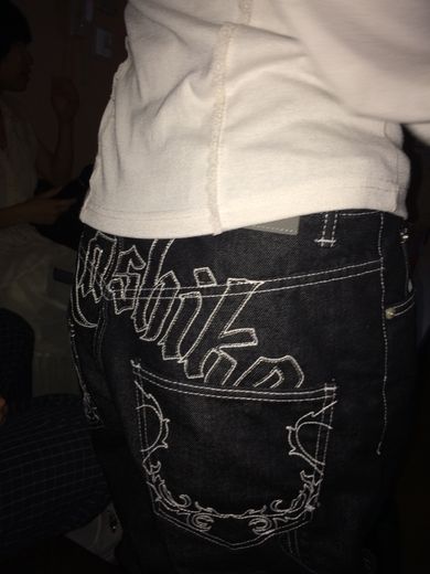 MUSINSA公式 | KASHIKO Embroied Nonfade Denim Pants Black