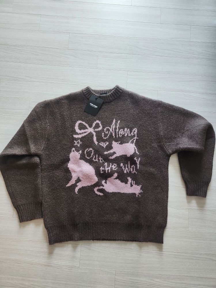 ★CPGN STUDIO_COMPAGNO★ Ribbon Cat Brush Knit Brown MUSINSA | CPGN STUDIO Ribbon Cat Brush Knit Brown