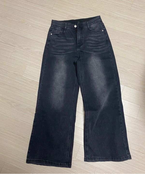 【BAON】TF hidden banding washed brushed denim pants MUSINSA | Jinmania Broad Bootcut Fit Wide Hidden Banding