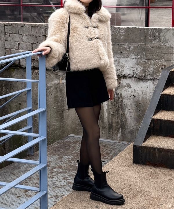 MUSINSA公式 | HIGH SCHOOL DISCO バックルロングヘアファージャケット