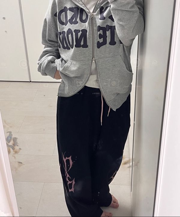 ★DXOH★Obi Color Matching Thunder Logo Pants Bk/Pk★正規品 起毛 THUNDER LOGO PANTS - DXOH | 60% - Asian Fashion Online