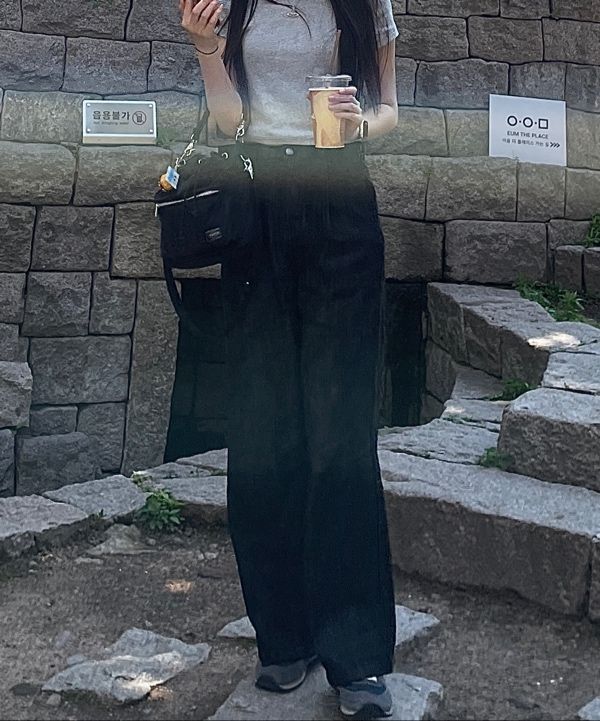 ★MUSINSA STANDARD★ Linen-like extra wide denim pants sky b MUSINSA | MUSINSA STANDARD WOMAN Women's Linen Like One Tuck