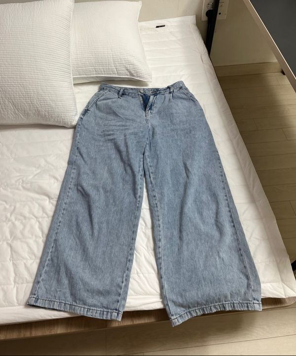 ★MUSINSA STANDARD★ Linen-like extra wide denim pants sky b MUSINSA | MUSINSA STANDARD WOMAN Women's Linen Like One Tuck