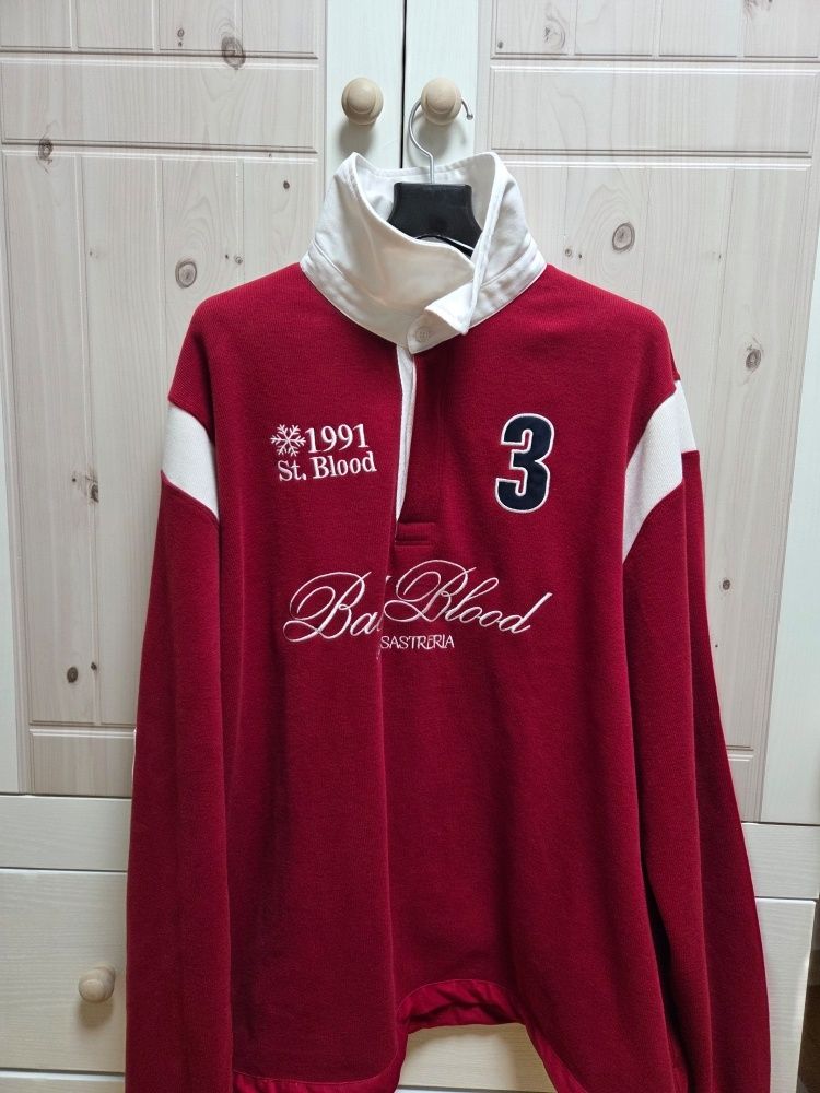 [男女共用] BADBLOOD★Sports Velvet Rugby Shirt★ベルベット 男女共用] BADBLOOD☆Sports Velvet Rugby Shirt☆ベルベット