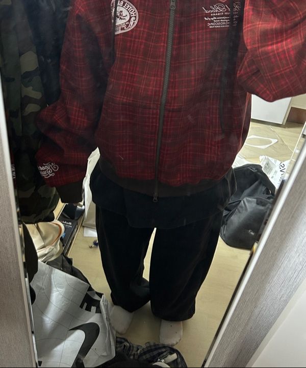 MUSINSA | BADBLOOD Classic Check Hooded Zip-Up - Red