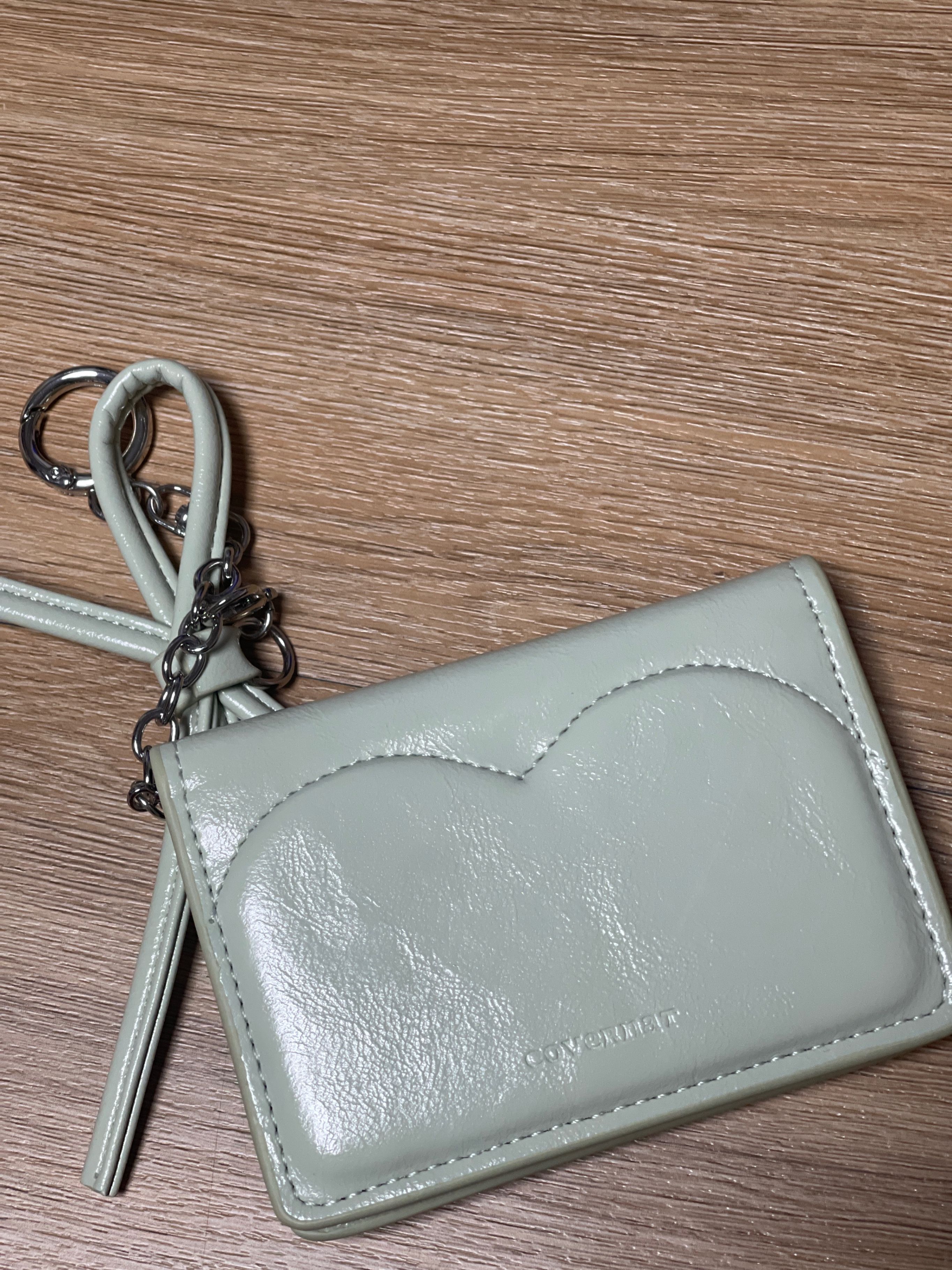 MUSINSA | COVERNAT WOMAN Clover Heart Keyring Card Wallet Mint