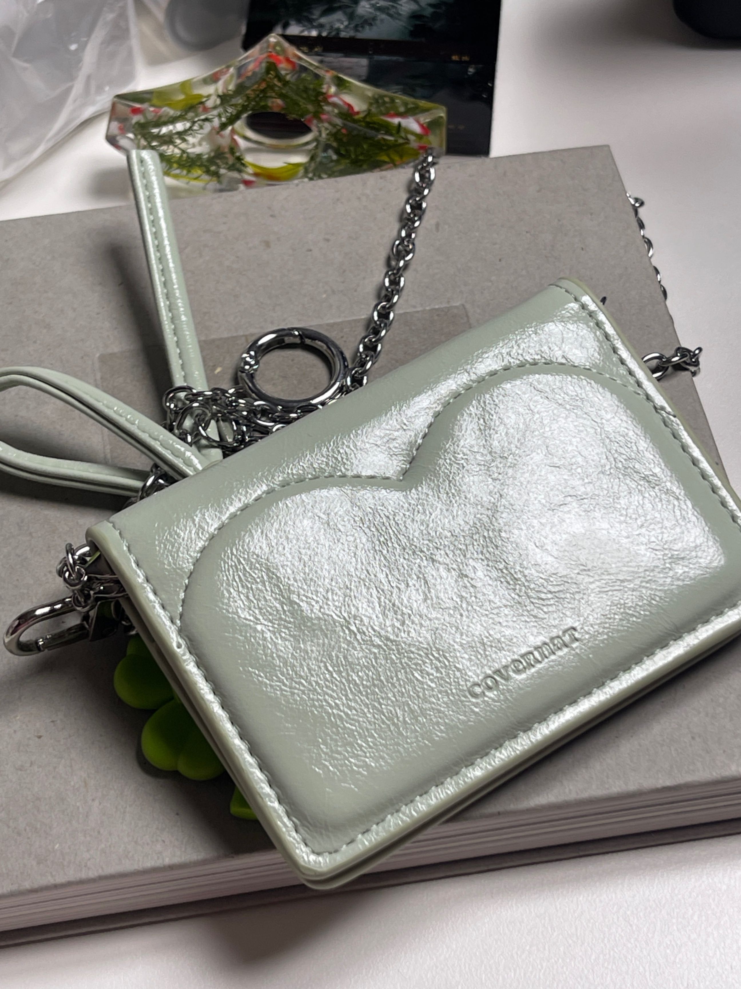 MUSINSA | COVERNAT WOMAN Clover Heart Keyring Card Wallet Mint