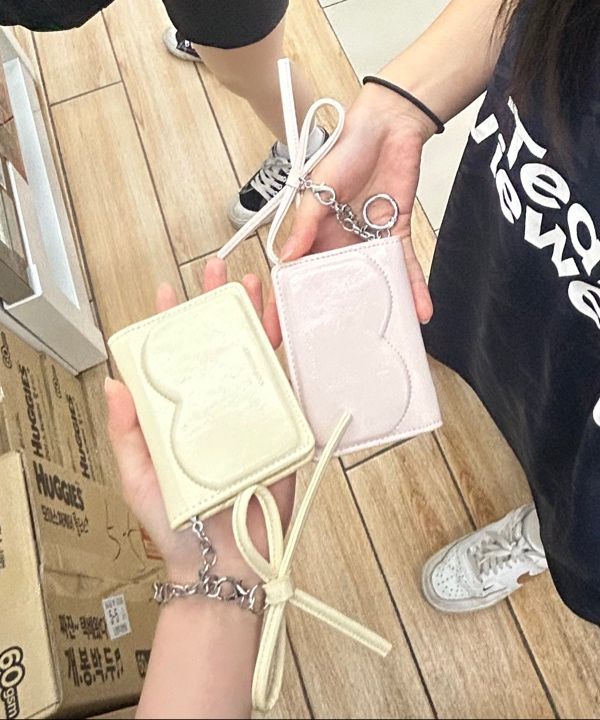 MUSINSA | COVERNAT WOMAN Clover Heart Keyring Card Wallet Butter