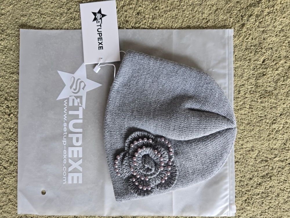 MUSINSA公式 | SETUPEXE PEARL CORSAGE BEANIE / MELANGE GRAY