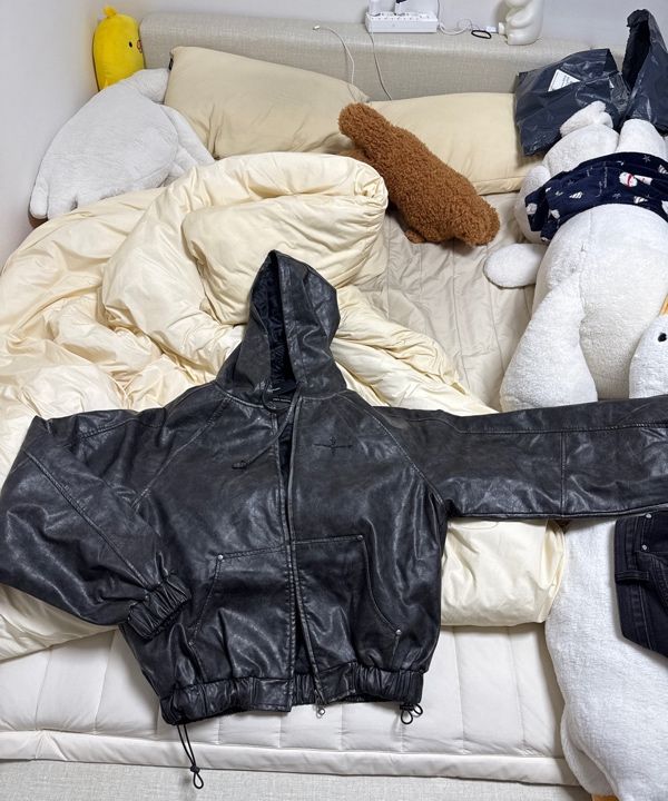ジャケットその他 NOT4NERD Crop Leather Vintage Hooded Jacket Black JKBY075BK MUSINSA | NOT4NERD Crop Leather Vintage Hooded Jacket - Black