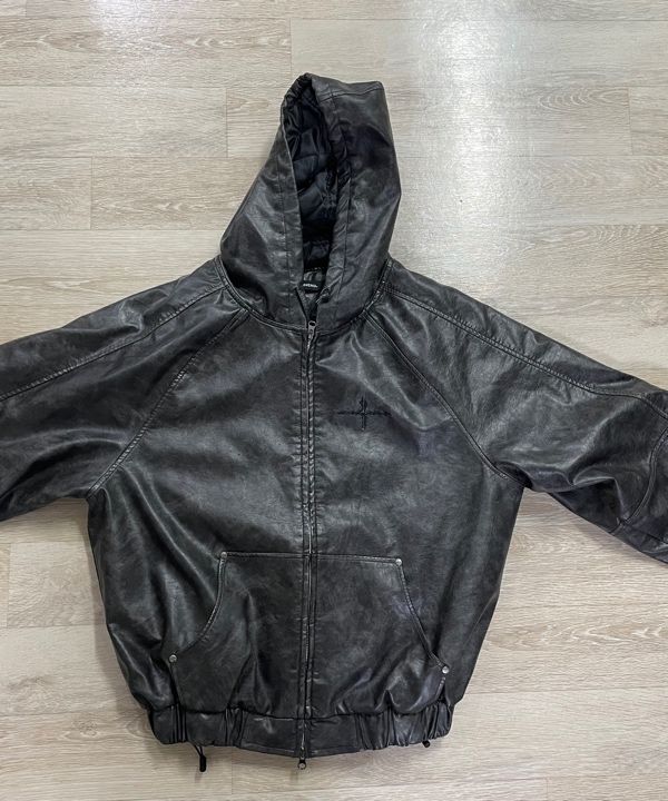 ジャケットその他 NOT4NERD Crop Leather Vintage Hooded Jacket Black JKBY075BK MUSINSA | NOT4NERD Crop Leather Vintage Hooded Jacket - Black